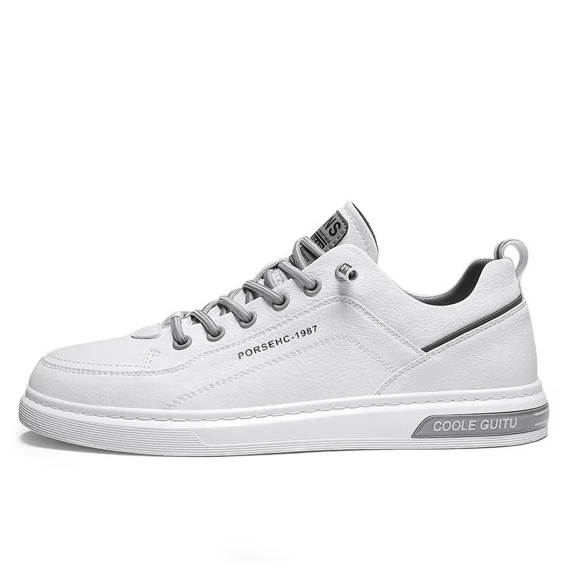 Men's Casual Shoes Men's Casual Leather Shoes Trendy All-match Sports White Comfortable Flat Slip-on Men's 2024