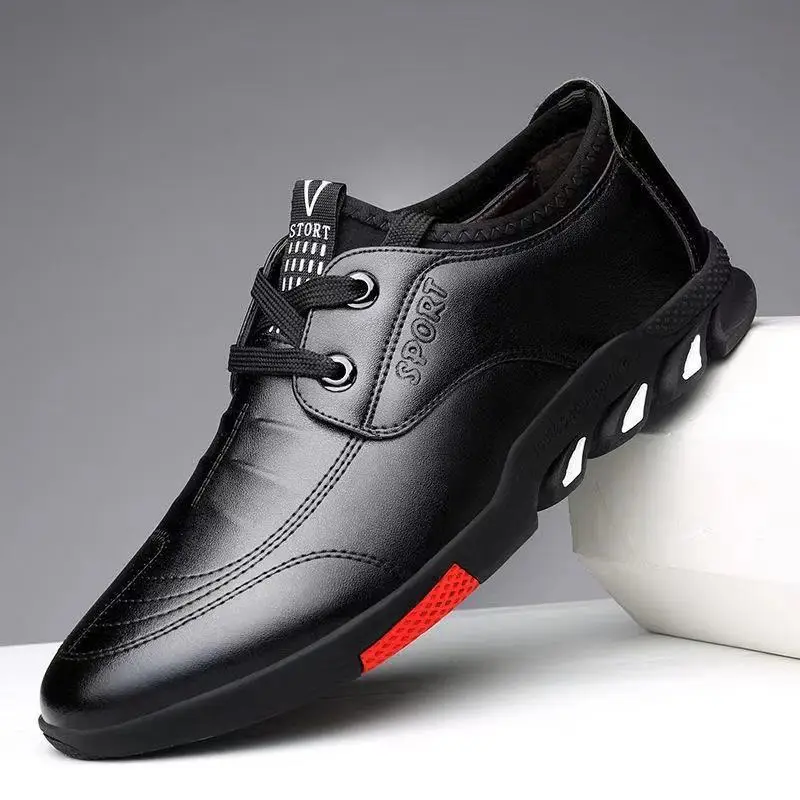 Men's Casual Leather Shoes Spring 2022 Men's Shoes Comfortable Silp on Work Shoes Male Soft Non-slip Loafers Summer Flat Shoes