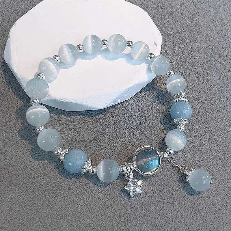 Original Opal Sea Blue Treasure Moonlight Crystal Bracelet Light Luxury Elastic Bracelet for Girls Jewelry AccessoriesW240730