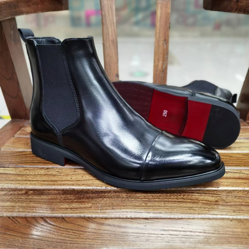 New Chelsea Boots for Men Black Square Toe Business Handmade Men Short Boots Fashion Botas De Hombre Men Boots