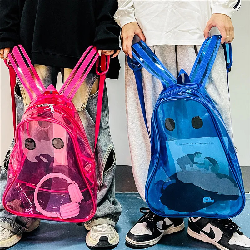 Transparent Backpack Halloween Ghost Schoolbag Waterproof PVC Clear Plastic Daily Backpack Teenager Notebook Schoolbag Beach bag 240730