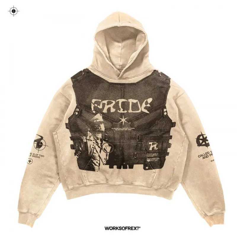 2024 Coats Streetwear Gothic Casual Alphabet Blast Print Pattern Men Clothing Skull Fashion Hoodie Men Harajuku Retro Y2K HoodieM240730