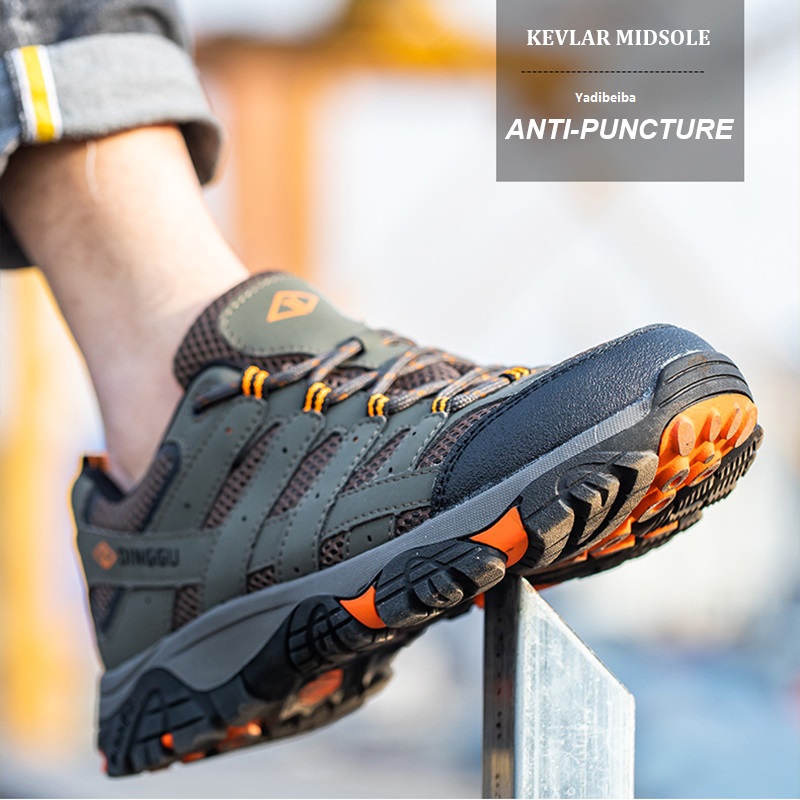 New Men Construction Breathable Mesh Sneakers Anti-Puncture Work Boots Man Steel Toe Safety Quality Shoes Footwear 31Fd