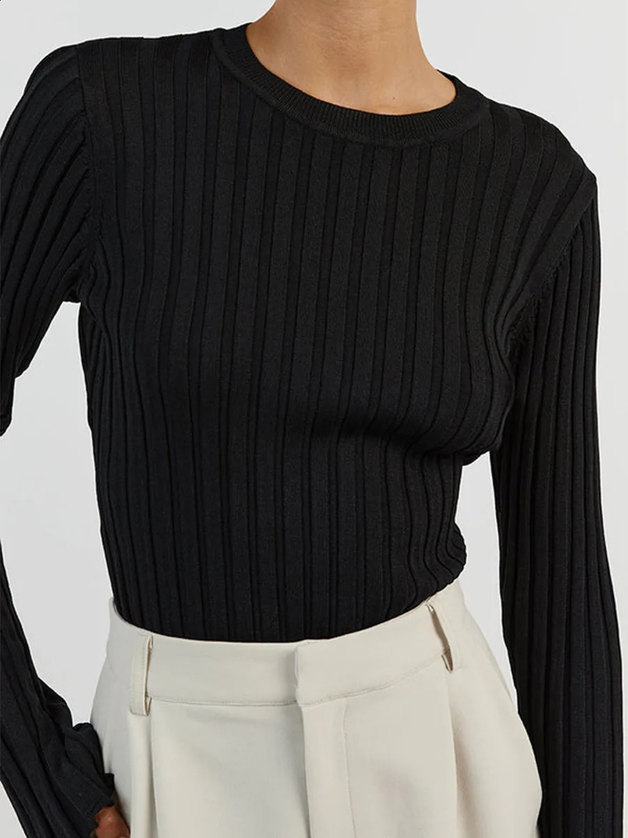 Women Soft Crewneck Short Sweaters Slim Fit Ribbed Fall Bell Sleeve Knit Elegant Laides Sweater Shirt Tops 240730