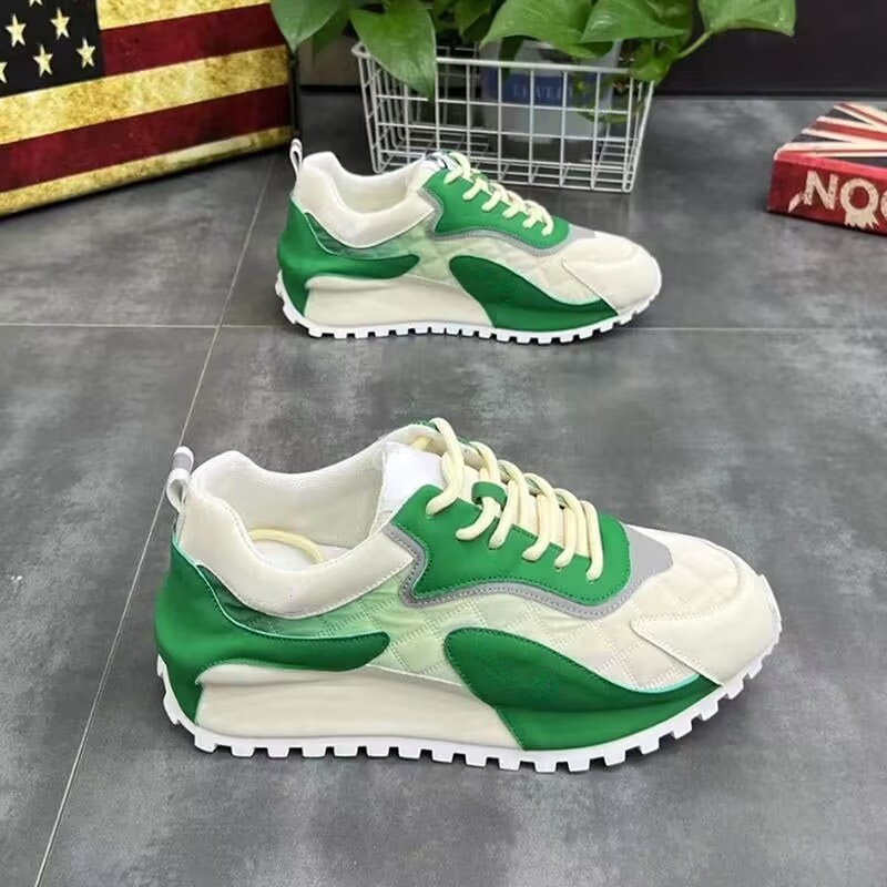 Casual Sneakers Men Fashion Mixed Colors Microfiber Leather Mesh Breathable Increased Internal Cover Bottom Platform Board Shoes 3097 0766
