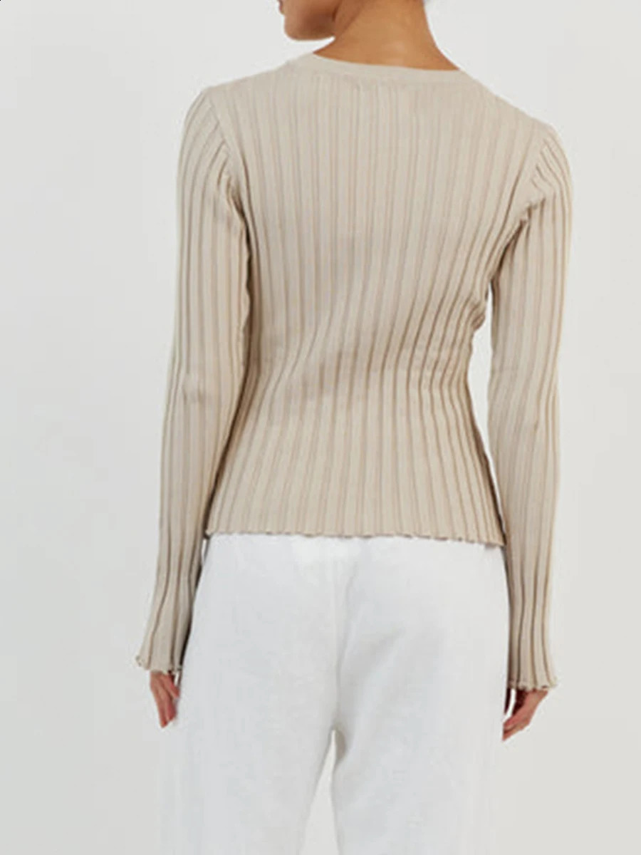 Women Soft Crewneck Short Sweaters Slim Fit Ribbed Fall Bell Sleeve Knit Elegant Laides Sweater Shirt Tops 240730