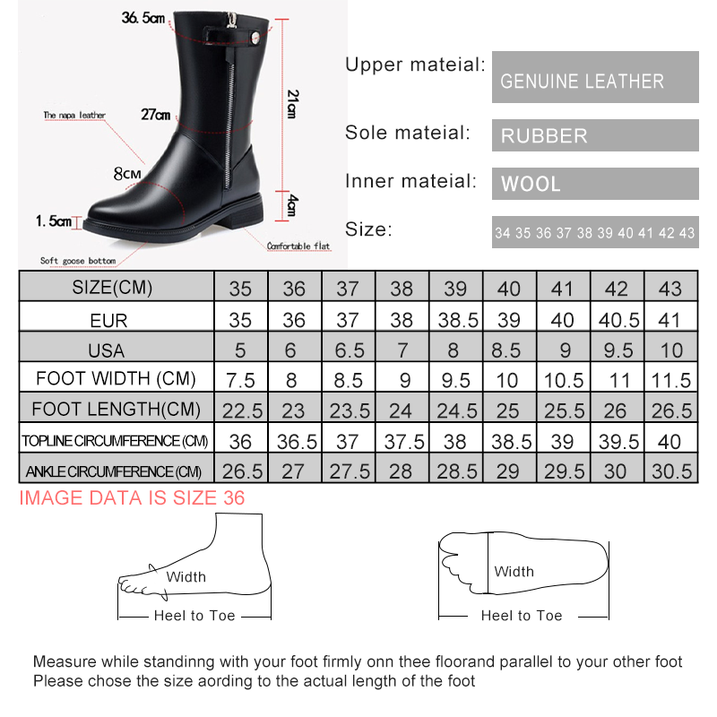 AIYUQI winter boots women Black Shoes Booties Big Size Winter Genuine Leather Female Snow Boots Thick Warm Wool Boots