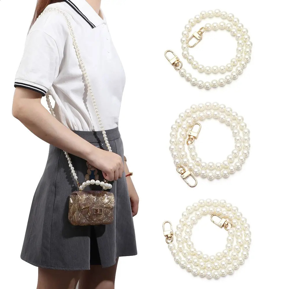 8/10mm Pearl Strap for Bags Handbag Handles DIY purse Replacement Long Beaded Chain for Shoulder Bag Straps Pearl Belt 240730