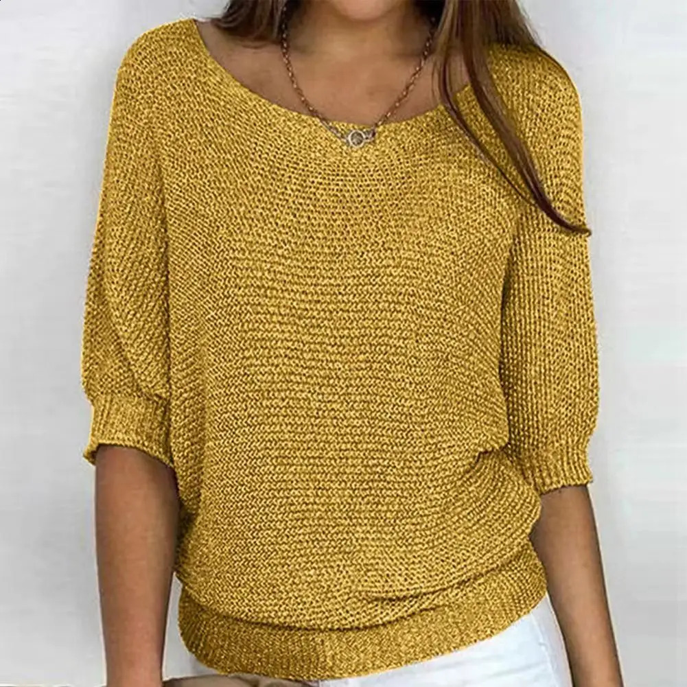 Womens zipper sweater womens solid color fashionable knitted loose top long sleeved high elasticity 240812
