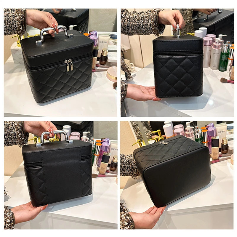Cosmetic - Women's Large Capacity PU Leather Makeup Bag, Waterproof Portable Travel Suitcase Organizer ddmymoon