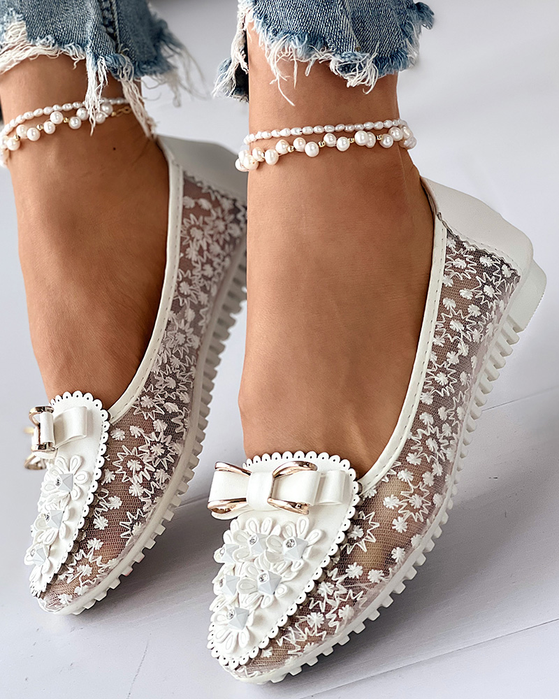 Bowknot ral Embroidered Loafers: Breathable Canvas Summer Sneakers for Women 4