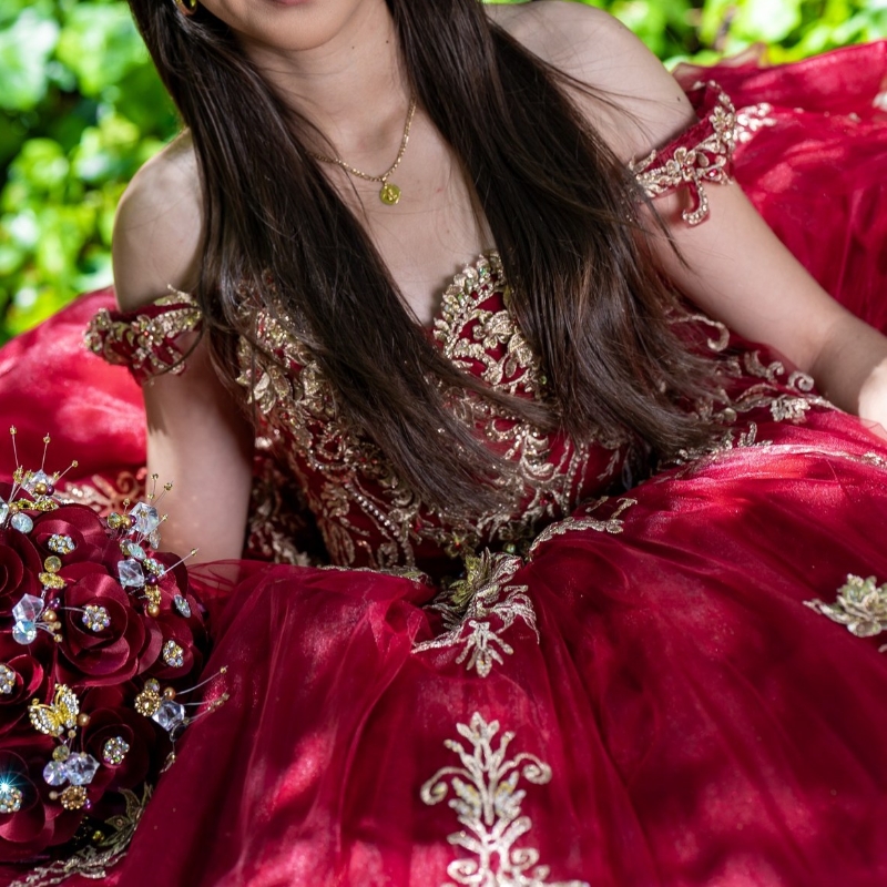Red Quinceanera Ball Gown Gold Sequin Applique Beads Off The Shoulder Party Dresses vestidos 15 de quinceaneras Sweet 16 Dress