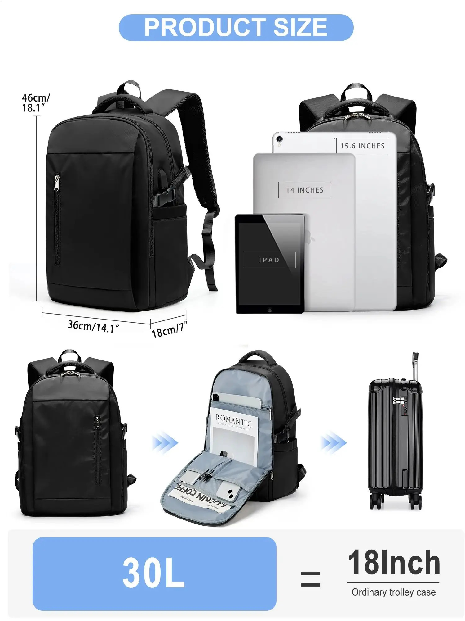 Mens travel laptop backpack 156inch antitheft business executive with USB port waterproof university 240730ZYl