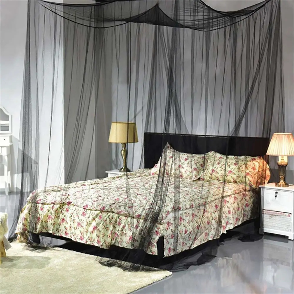 Mesh Curtain Bed Canopy Solid Net Mosquito Color 4 Doors Bedroom Home Decor Gift 240730