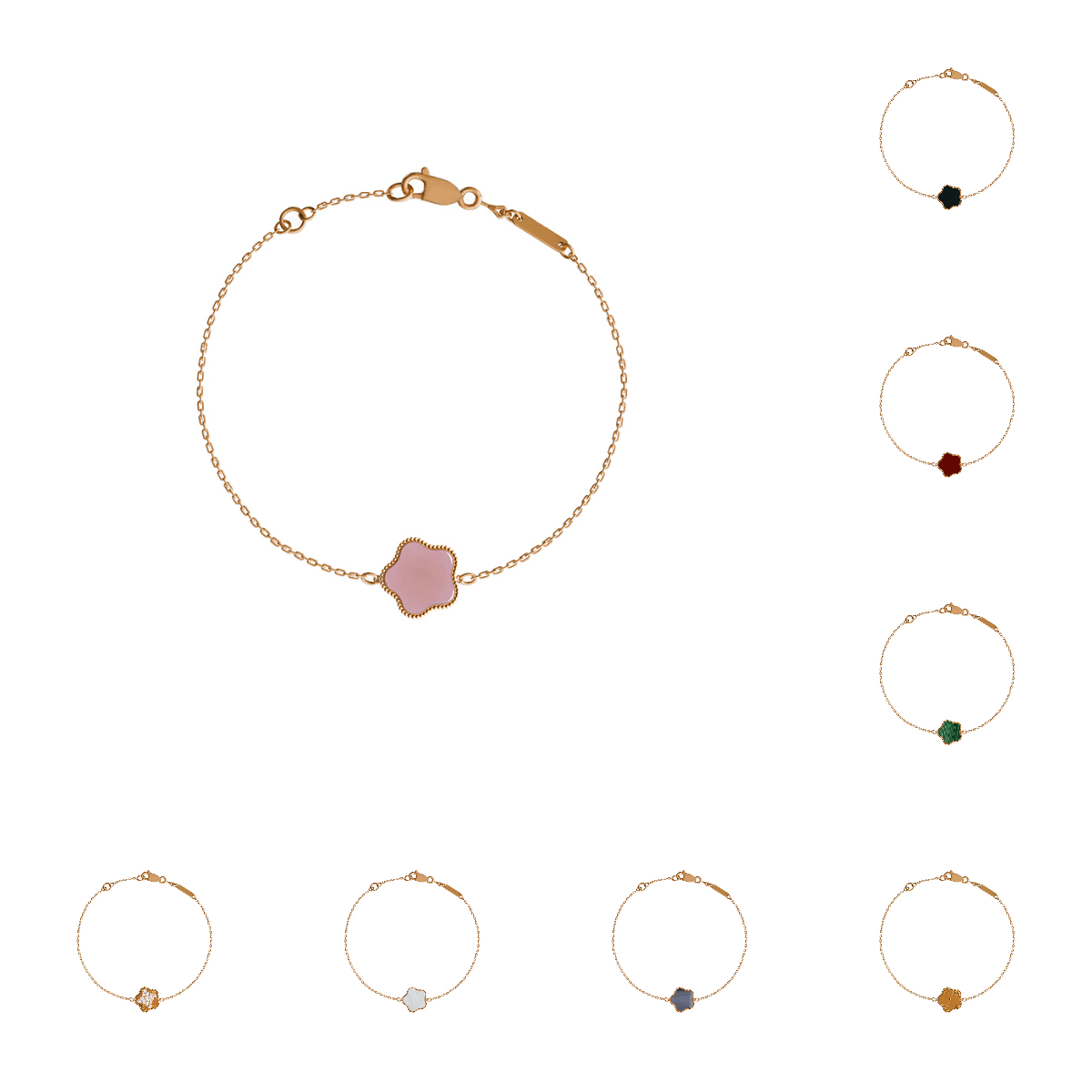 Braceuse de créateur Bijoux Femme Bijoux en acier inoxydable Rose Gold plaqué vintage Bracelet Bracelet Mother of Pearl Turquoise Good Luck Charm