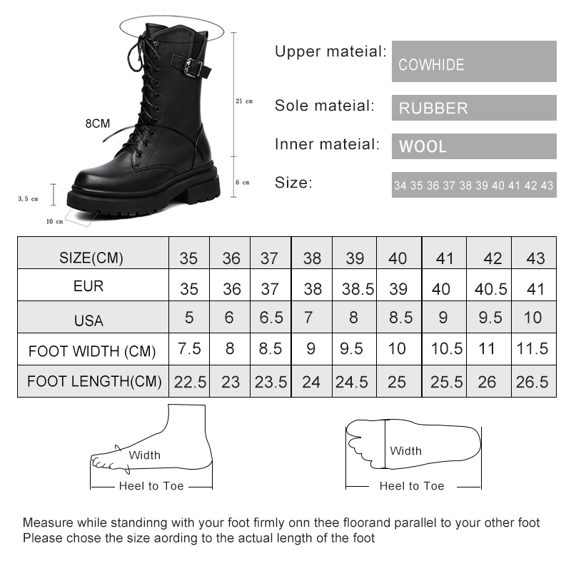 AIYUQI Women Boots Large Size Genuine Leather Thick Wool Warm Winter Biker Boots Women British Style Women Snow Boots