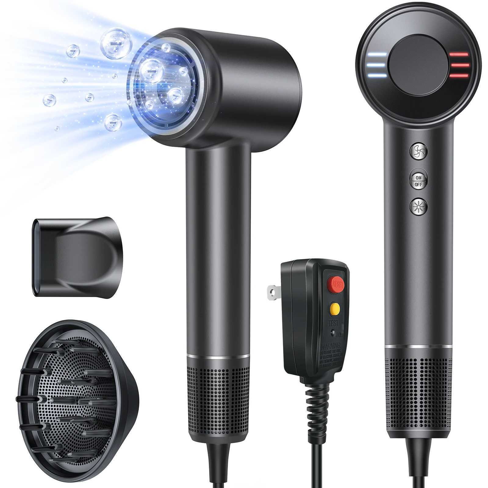 20000 RPM high-speed brushless motor negative ion hair dryer with diffuser and nozzle for fast drying thermal control W250220