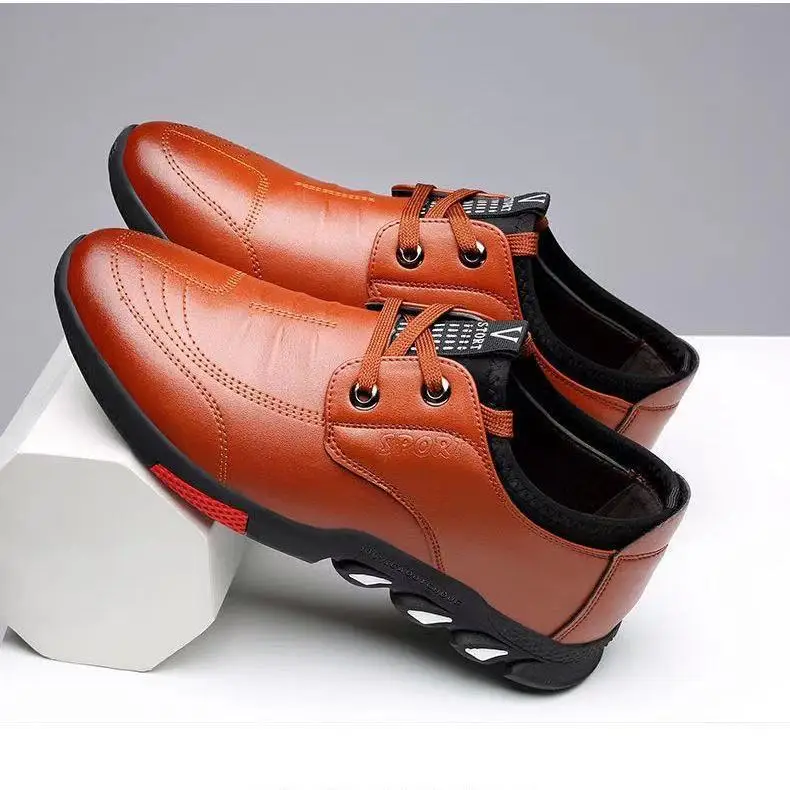 Men's Casual Leather Shoes Spring 2022 Men's Shoes Comfortable Silp on Work Shoes Male Soft Non-slip Loafers Summer Flat Shoes