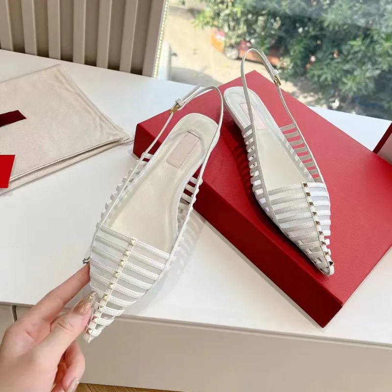 Slingbacks strap Sandals women fashionable pointed embellished Leather mesh luxury Designer Evening Wedding Dress shoes Size 35-40 factory footwear with box