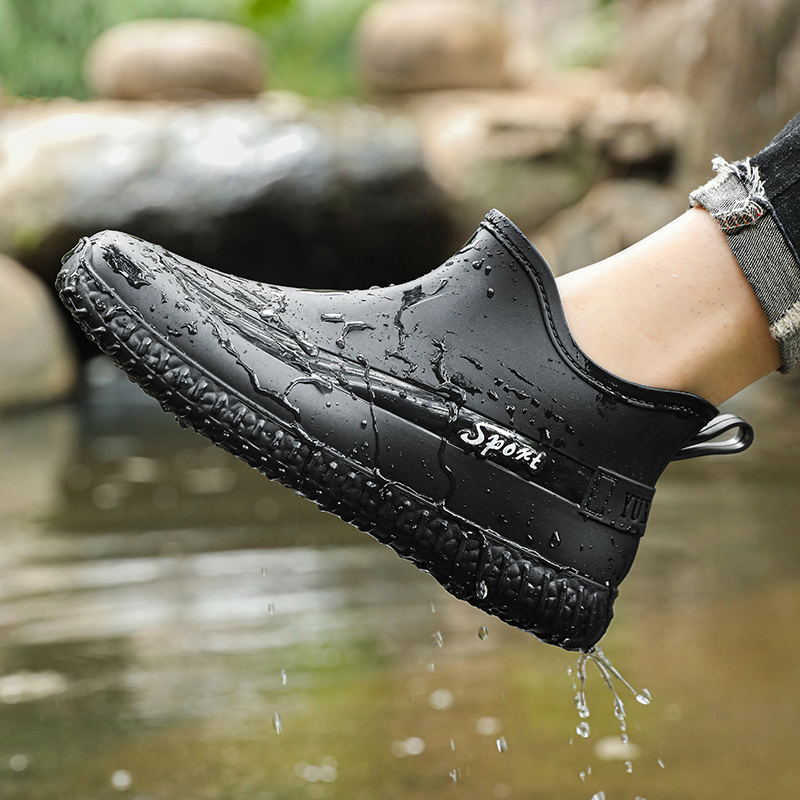 Brand Mens Rain Boots Chef Shoes Fishing Shoes Casual Waterproof Comfortable Trend Non-slip Strong Wear-resistant Boots High Top