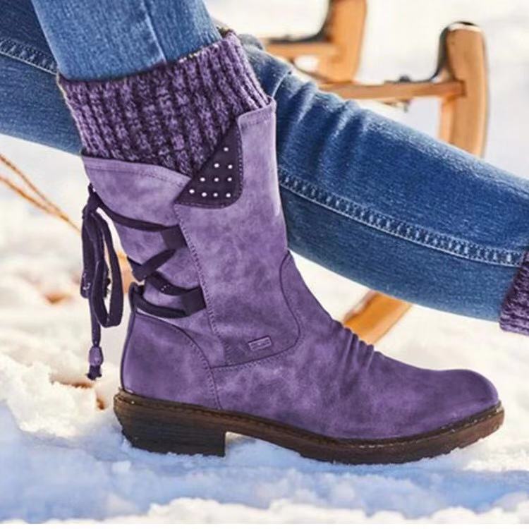 Mid-Calf Women Winter Ladies Fashion Snow Boots Shoes Thigh High Suede Warm Botas 2023 aeed