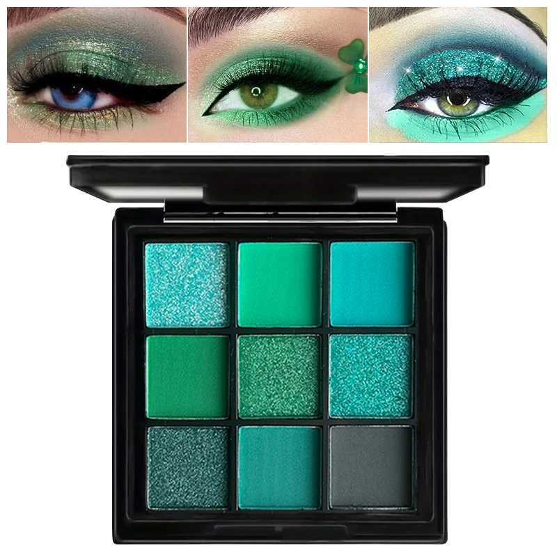 9 Colors Green Peacock Eyeshadow Palette Pearly Glitter Sequins Finish Green Color Colorful Stage Makeup for For Music FestivalXJ250520