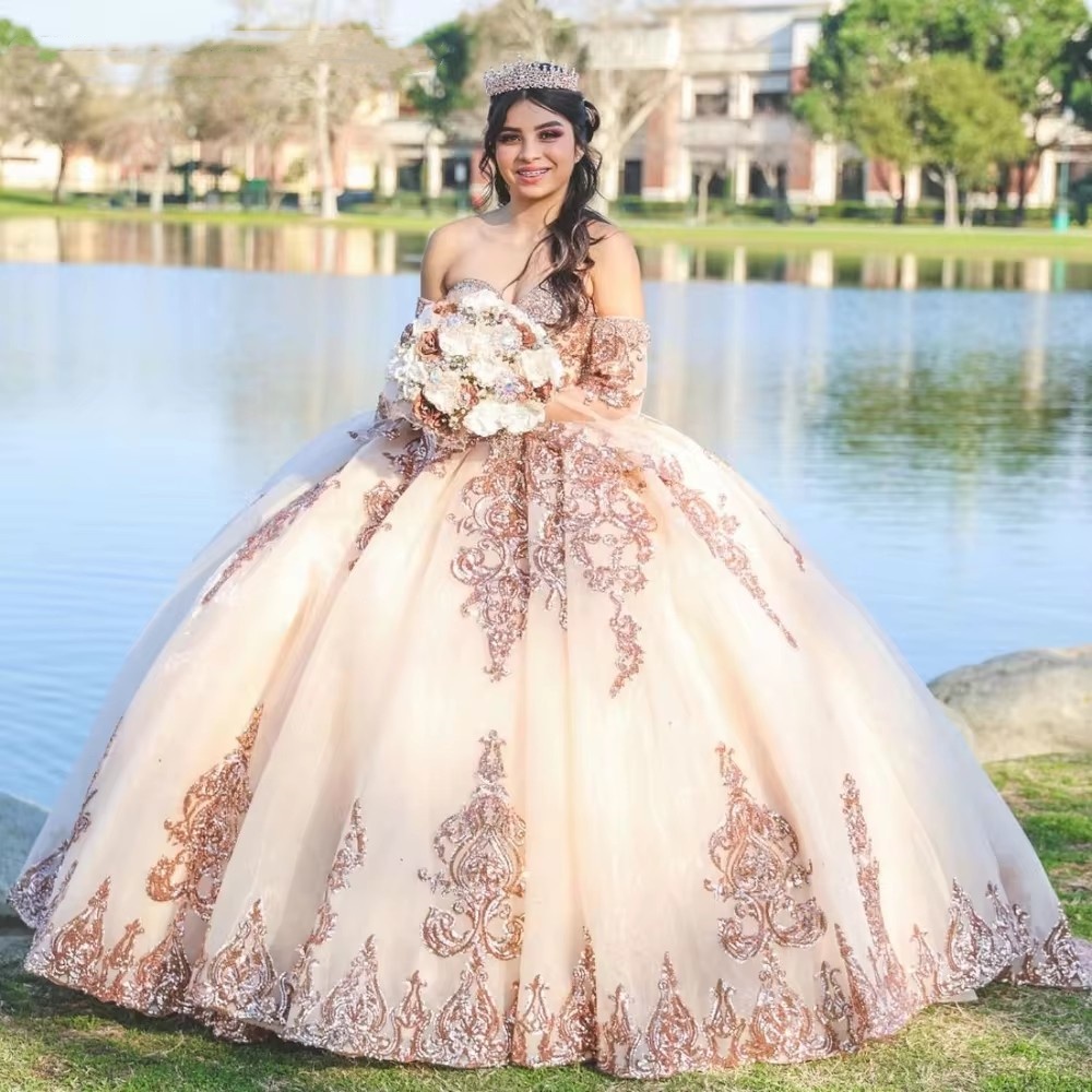 Elegant 2025 Blush Quinceanera Dress Ball Gown Pink Lace Applique Beading Tiered Corset Sweet 16 Vestidos De 15 Anos