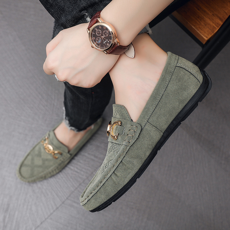 Hot Sale Green Men's Suede Moccasin Classic Handmade Leather Loafers Men Casual Flats Comfortable Slip-on Walking Driving Shoes