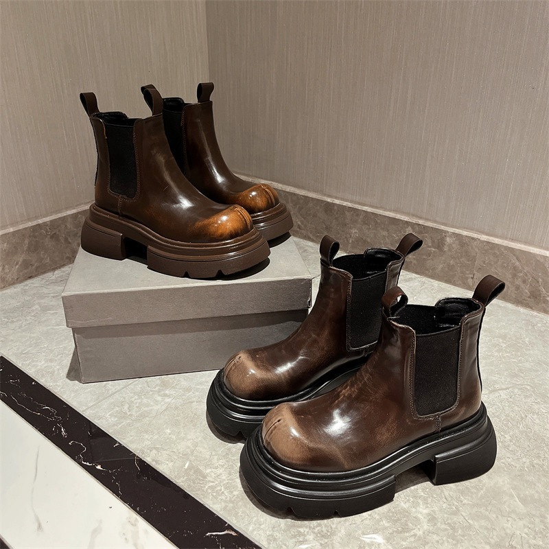 For Platform Ankle Women Fashion Back Thick Bottom Short Boots Autumn Winter Shoes Ladies Elegant Mordern Booties 698b