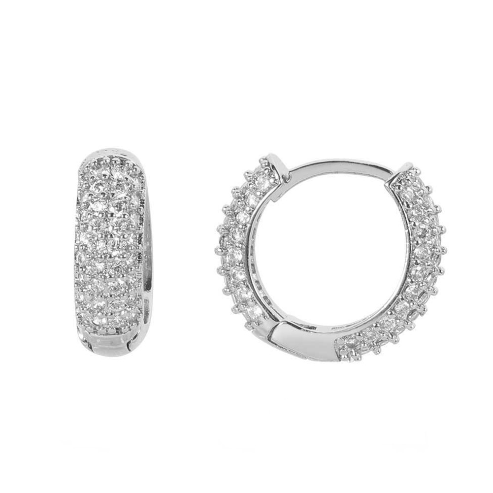 Hip Hop TopBling Zircon Hoop Clip Earrings Bling 18K Real Gold Plated Men Women Jewelry Gift Wholesale