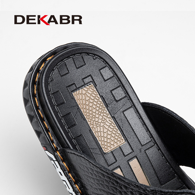 DEKABR New Summer Men Sandals Leather Designer Slippers Men Flip Flops Fashion Casual Beach Slides Outdoor Plus Size Slippers