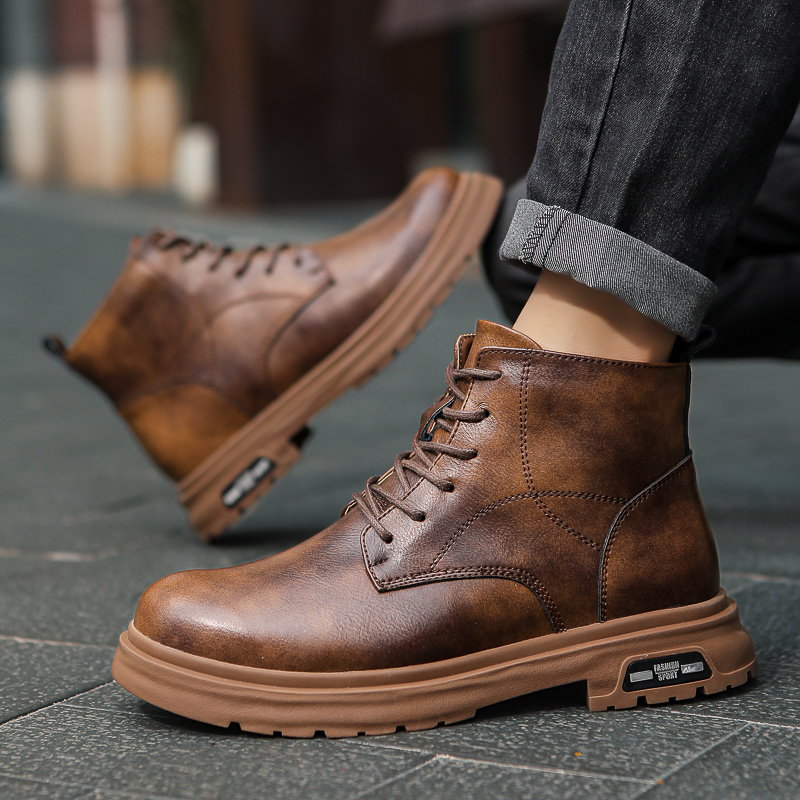 New Winter Men Elevator Boots Warm Height Increase Shoes for Men Insole 8CM Fashion Ankle Boots Casual Leather Working Boots