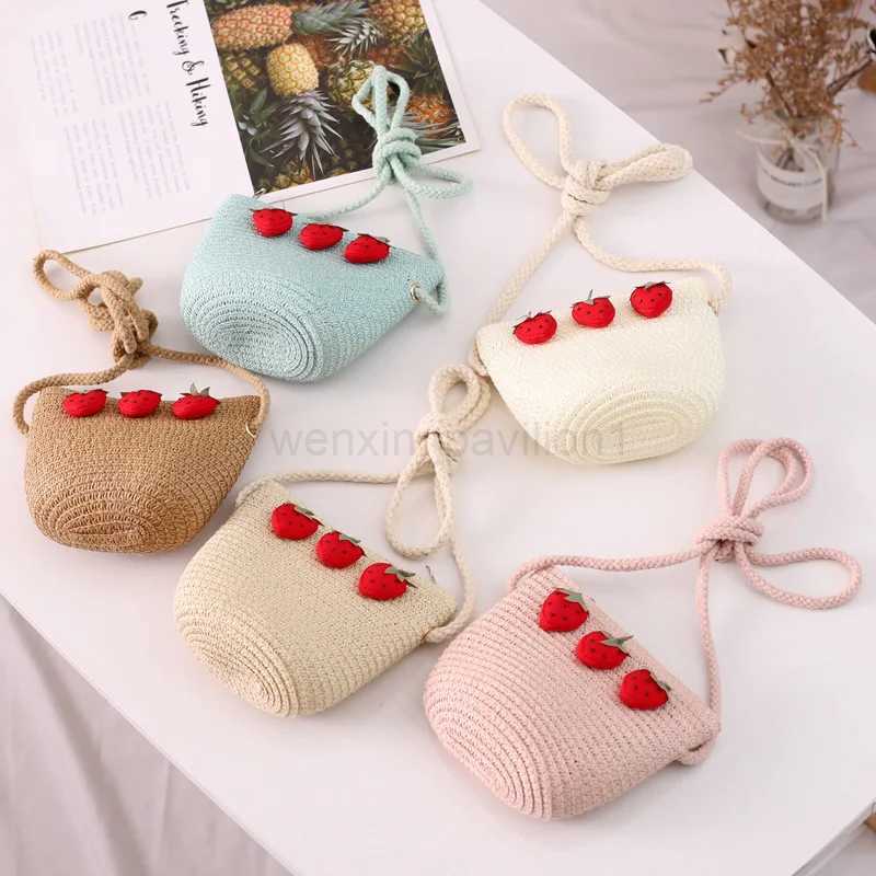 Summer Children Str Hat Bag Set Princess Girl Sun Hats Sweet Cherry Kids Shoulder Bags Travel Sunscreen Fisherman Cap VisorsXJ240730