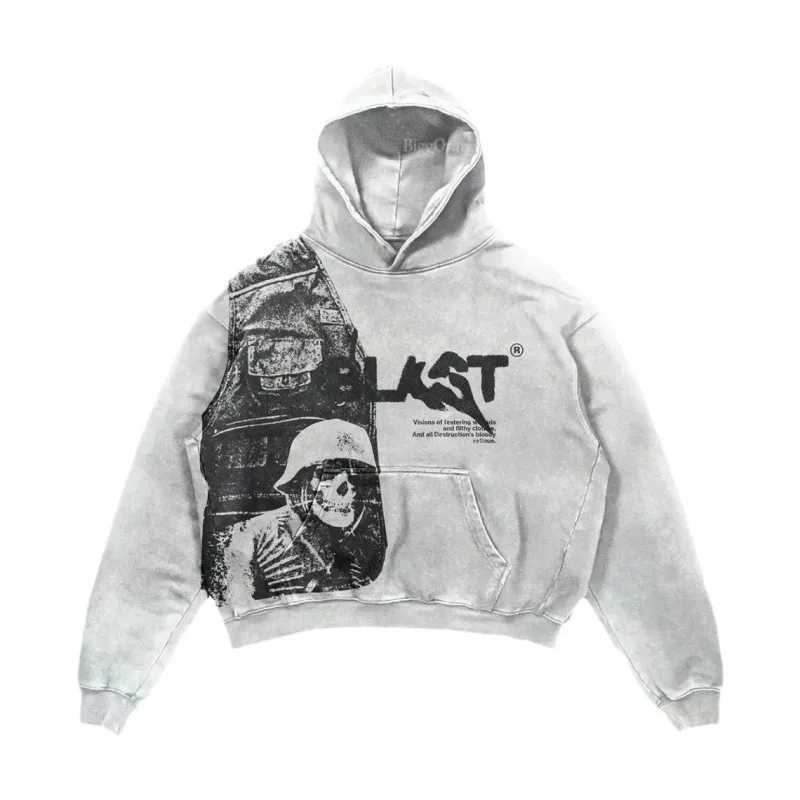 2024 Coats Streetwear Gothic Casual Alphabet Blast Print Pattern Men Clothing Skull Fashion Hoodie Men Harajuku Retro Y2K HoodieM240730