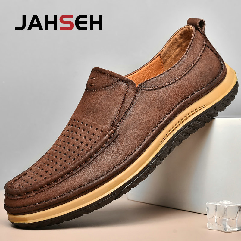 Brand Men Genuine Leather Shoes Luxury Casual shoes Men Loafers Moccasins High Quality Sneakers Breathable Slip on Driving Male