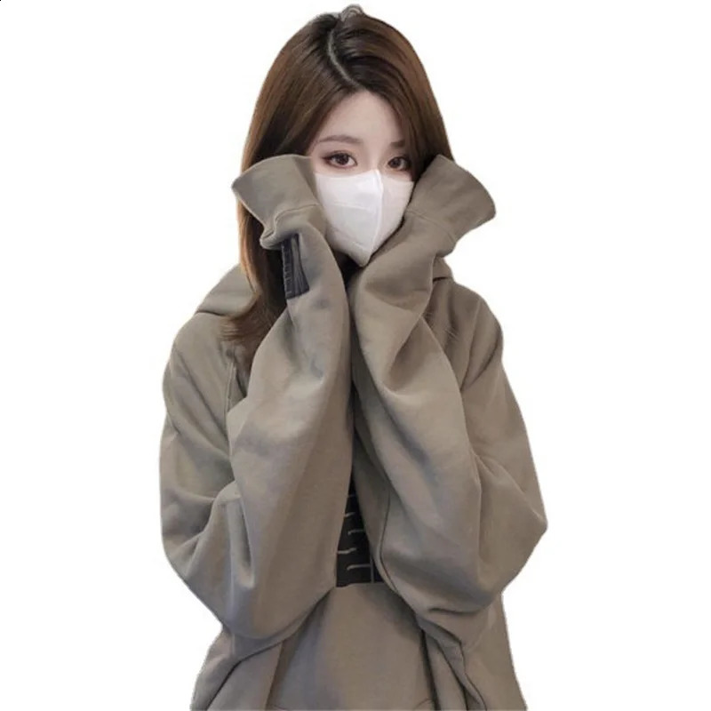 Letter Print Hoodies Women Vintage Winter Autumn Loose Hooded Shirt Grunge Street Sweatshirt Y2k Clothes Warm Oversize Pullovers 240813