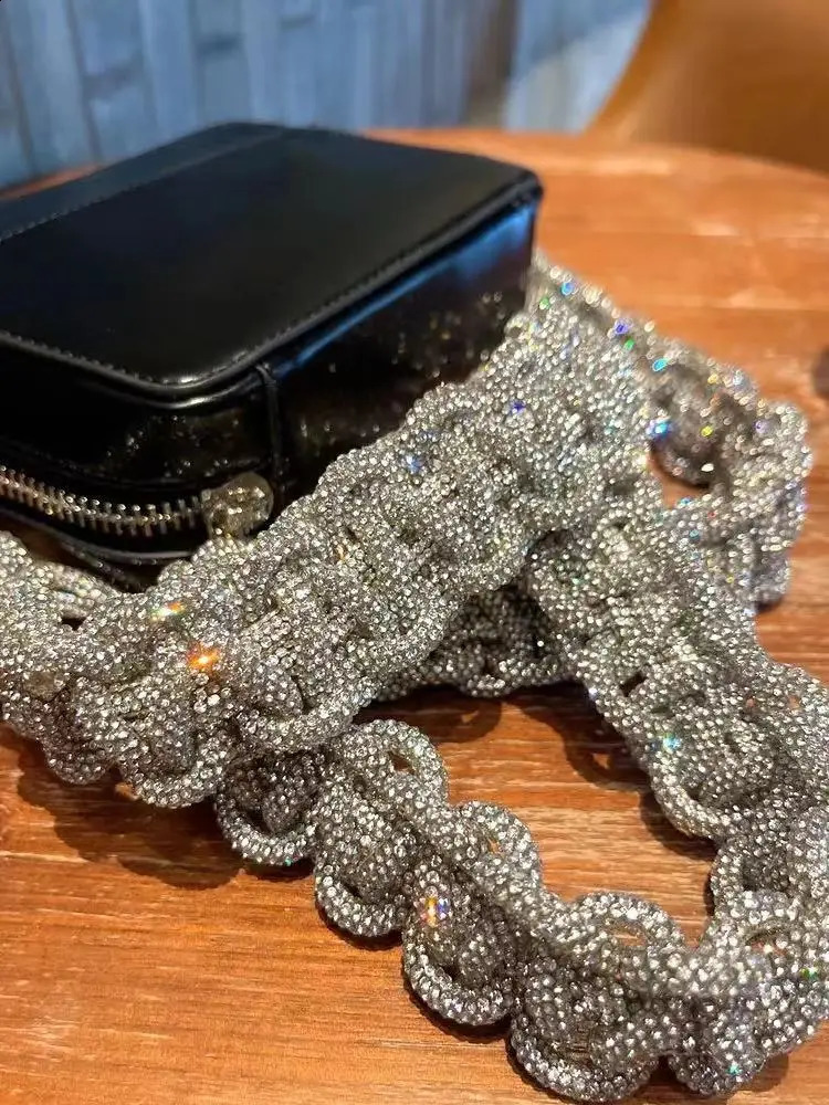 Crystal Rhinestones Diamond Woven Handmade Bag Strap For Handbag Purse Crossbody Shoulder Strap Glitter Belt Bag Accessories 240729