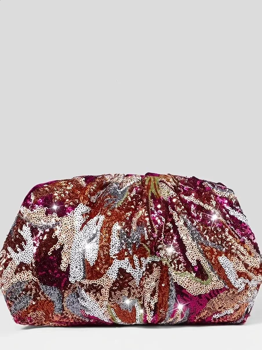 Exquisite Women Rose Red Evening Clutch Bag Random Pattern Party Purses Messenger Bags 240729