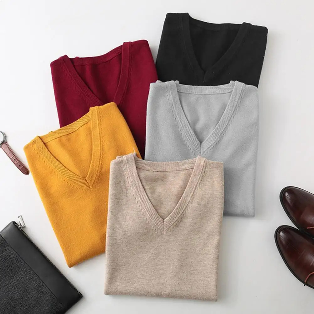 Knitted vest sweater simple mens autumn and winter knitted lightweight top casual jacket 240809