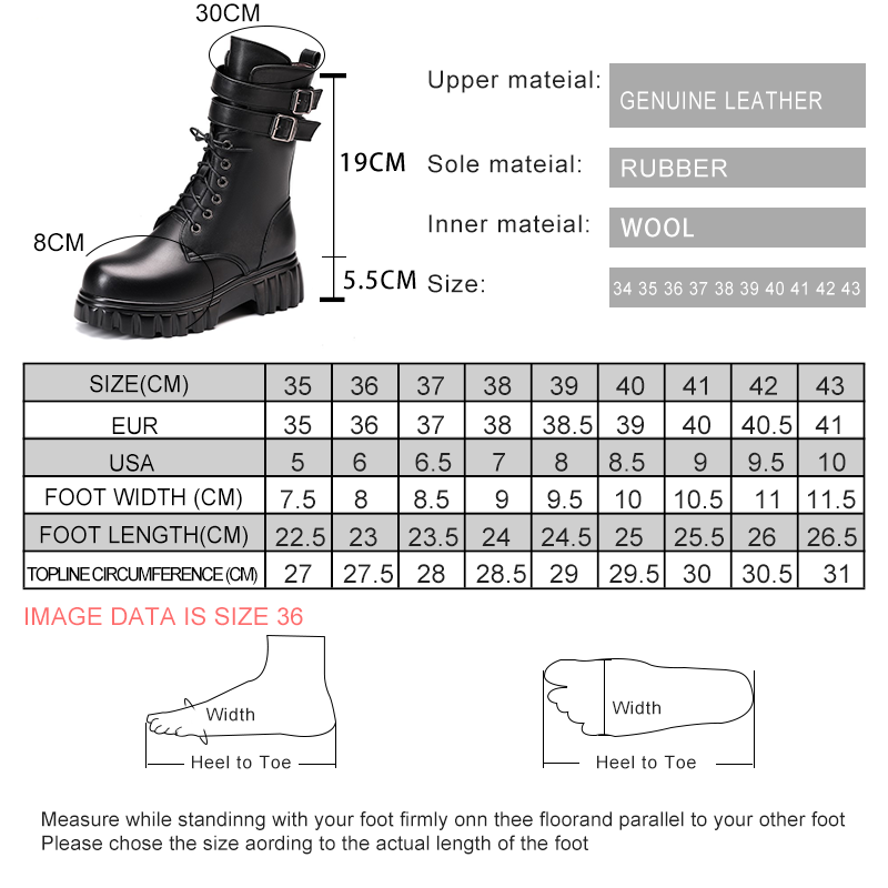 Winter AIYUQI 2024 New Platform Genuine Leather Middle Wool Warm Biker Boots Women 7474