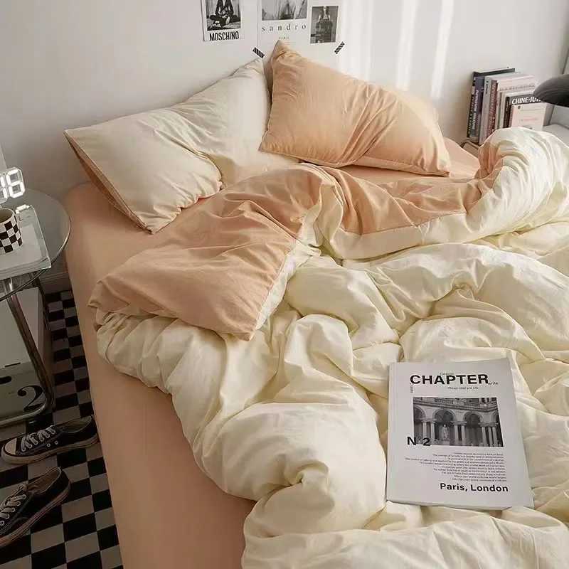 Nordic Princess Pink Bedding Set Girls Boys Single Double Size Flat Sheet Duvet Cover Pillowcase Bed Linens Home Textile Y240730