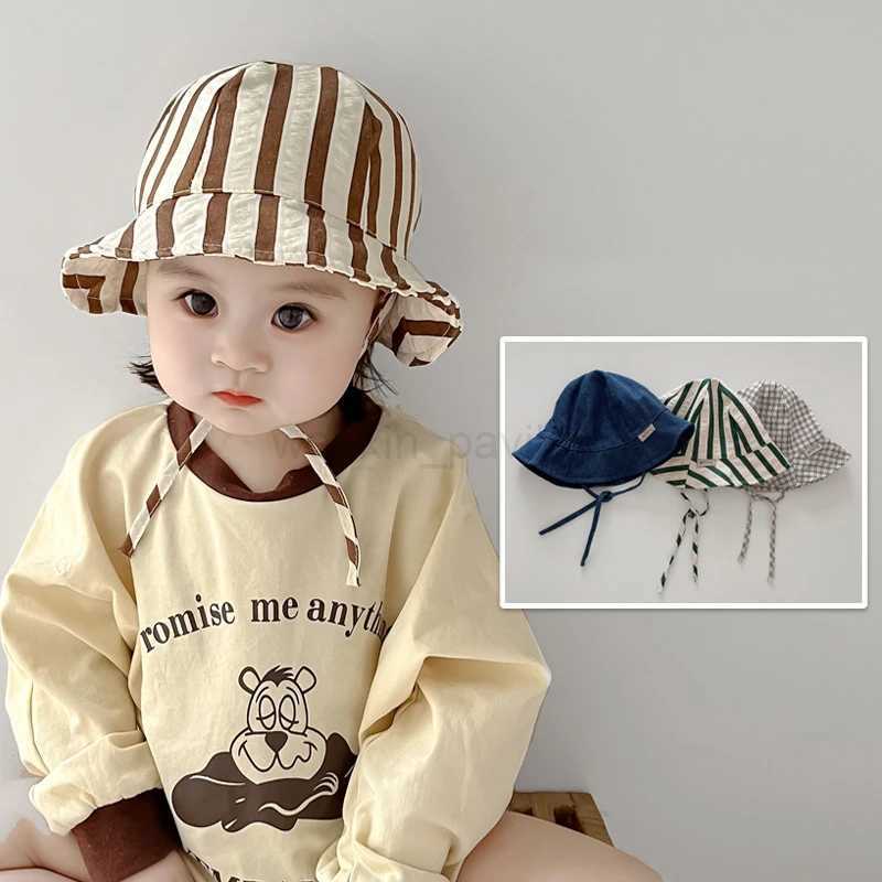Summer Baby Sun Hat Double Sided Wear Infant Fisherman Cap Outdoor Beach Windproof Kids Panama Sun HatsXJ240730