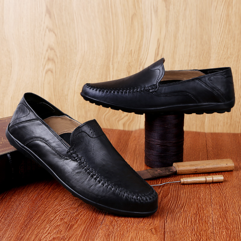 Genuine Leather Men Shoes Luxury Brand Casual Slip on Formal Loafers Men Moccasins 2020 Italian Black Brown Male Driving Shoes