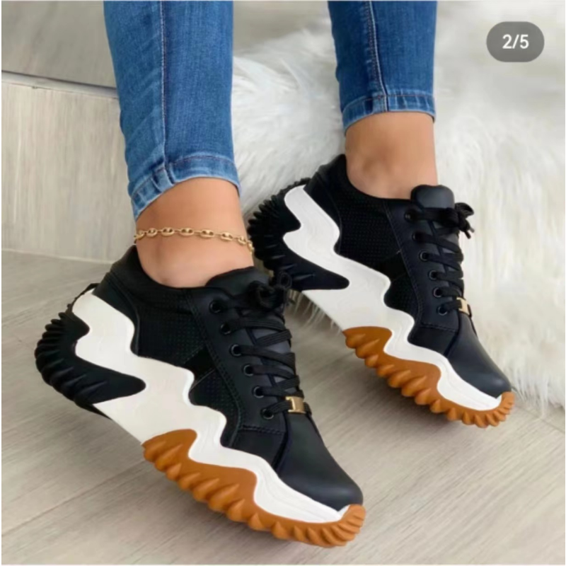 2023Low Top Sports Shoes Women's New Autumn Plus Size Leisure Platform Shoes Lace-up Non-slip Running Shoes Zapatos De Mujer