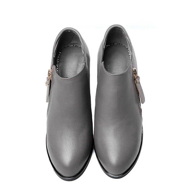 Genuine leather woman shoes 2024 autumn new deep mouth singles shoes cowhide thick with large size of dress shoes