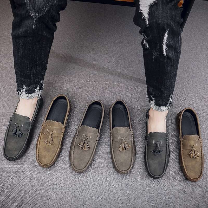 S Free Ddmysports Shoping Casual Single Leather Men Low Top Set Feet Tassel Trendy One Step Driving Shoes Outdoor hoping ingle et tep hoes