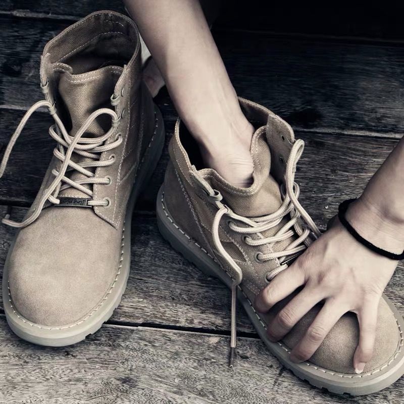 Boots Men's Fashion British Style Winter Short Boots All-match High-Top Shoes Men's Mid-Top Tooling Boots Leather Boots