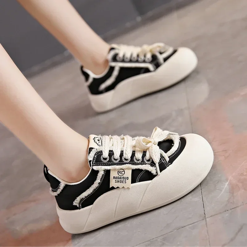 2025 NEW Platform Flat Sneakers Female Autumn New Round Toe Mixed Colors Women Casual Shoes Comfortable Breathable Loafers