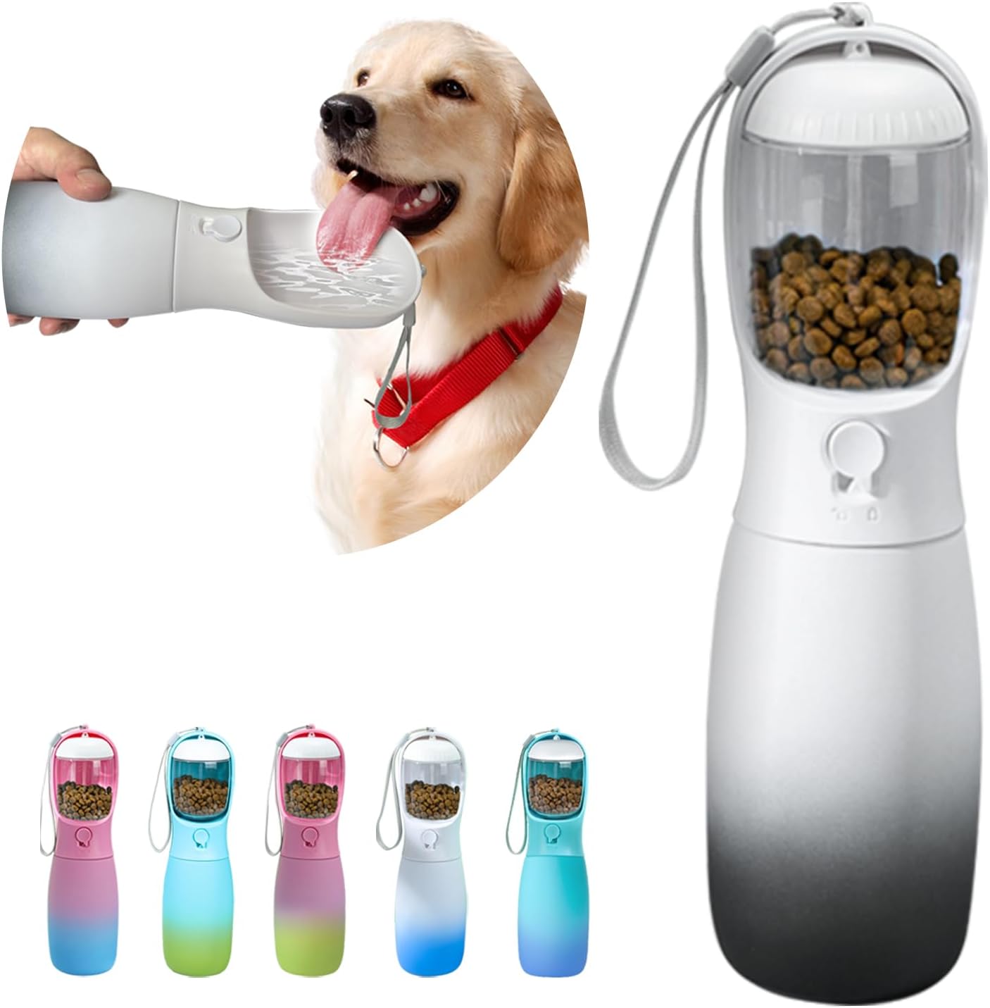 2-in-1 Bottle, Grade Travel Bottle for Dogs with Food Container, 19Oz Portable Water Bowl Dispenser, Dog Birthday Gifts,
