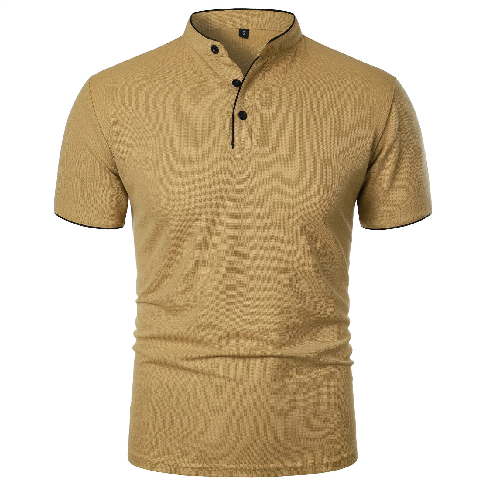 Mens solid color shortsleeved stand collar Tshirt casual top 240730